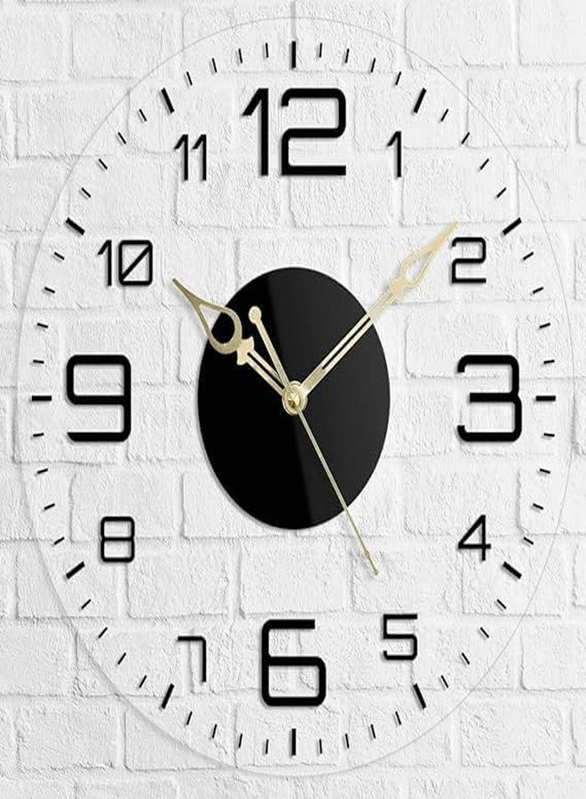9br Acrylic Wall Clock || Silent Movement Wall Clock || Acrylic Wall Clock for Home Stylish Latest 3D Big || Designer Wall Clock for Home Decor || (Transparent, 12 Inch) (Modern) - Image 1